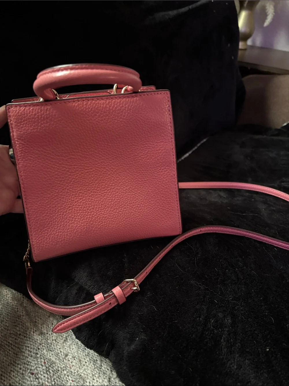 Coach Mini Pepper Crossbody deep mauve Pink pebbled leather